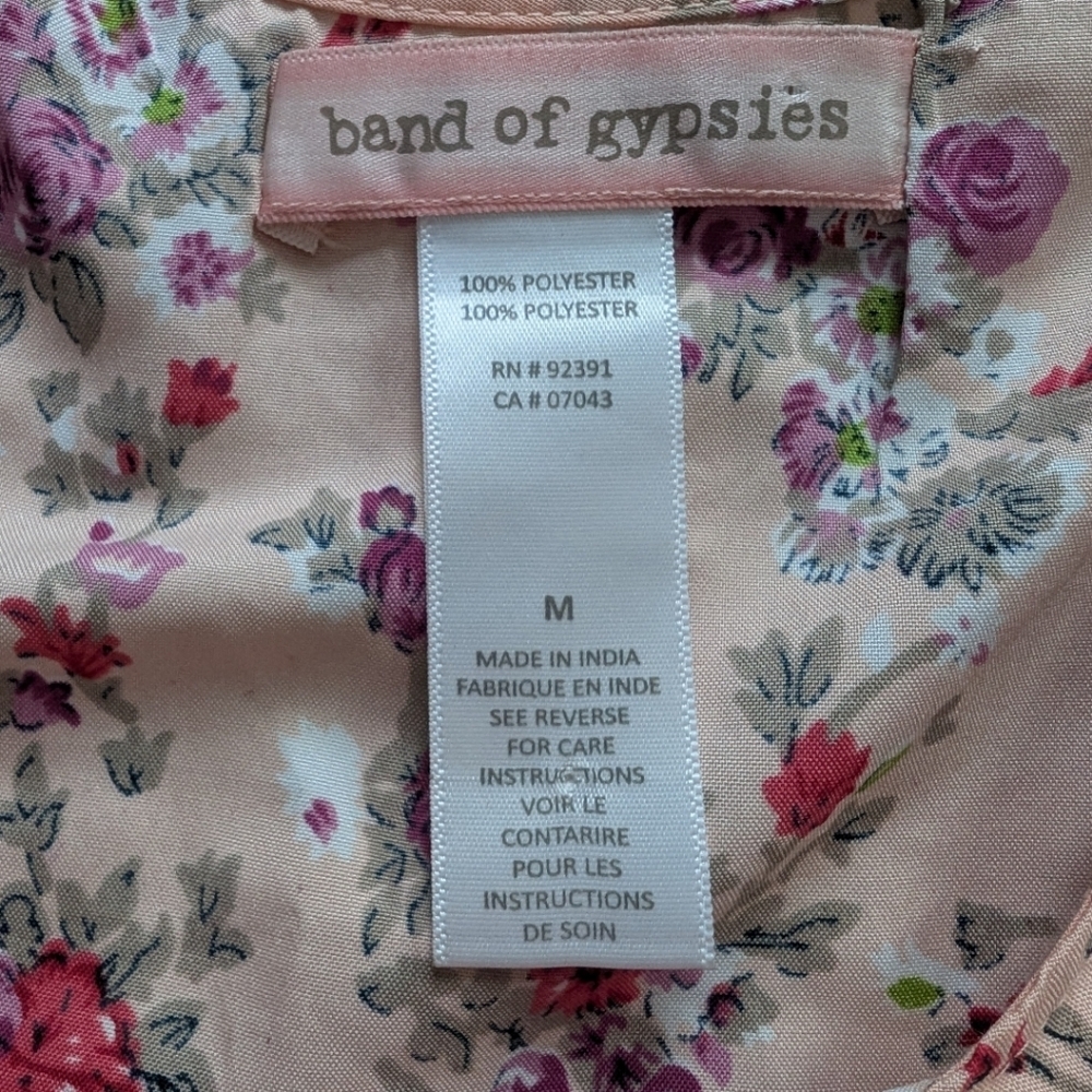 Band of Gypsies Floral Mini Dress Women Medium Pink Boho - Picture 9 of 9